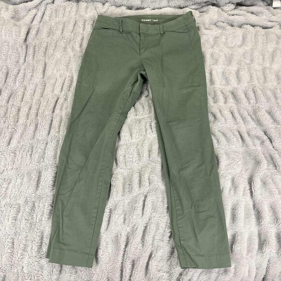Old Navy Pixie Pants Women’s 6 Regular Green Mid Rise Stretch Skinny Ankle - Picture 1 of 7